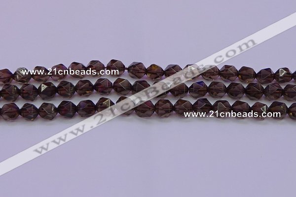 CSQ523 15.5 inches 10mm faceted nuggets smoky quartz beads