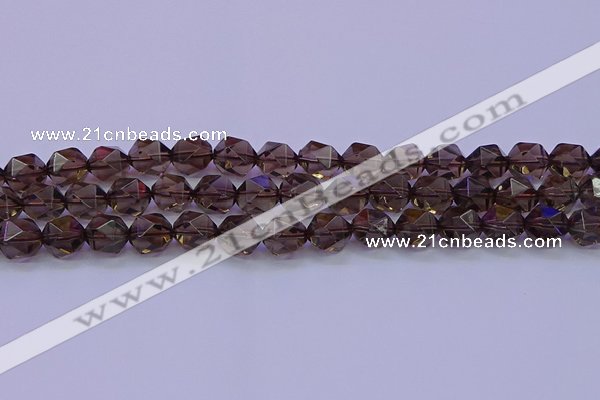 CSQ524 15.5 inches 12mm faceted nuggets smoky quartz beads