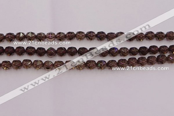 CSQ527 15.5 inches 8mm faceted nuggets smoky quartz gemstone beads