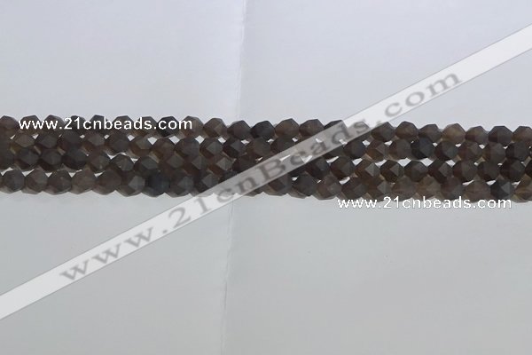 CSQ531 15.5 inches 6mm faceted nuggets matte smoky quartz beads