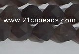 CSQ533 15.5 inches 10mm faceted nuggets matte smoky quartz beads