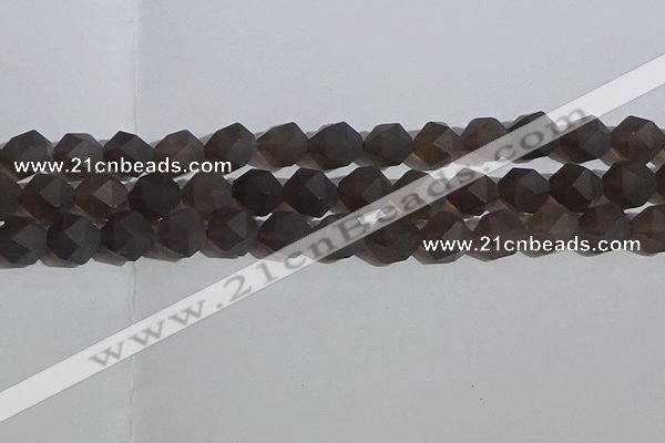 CSQ534 15.5 inches 12mm faceted nuggets matte smoky quartz beads