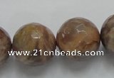 CSS102 15.5 inches 20mm faceted round natural sunstone beads wholesale