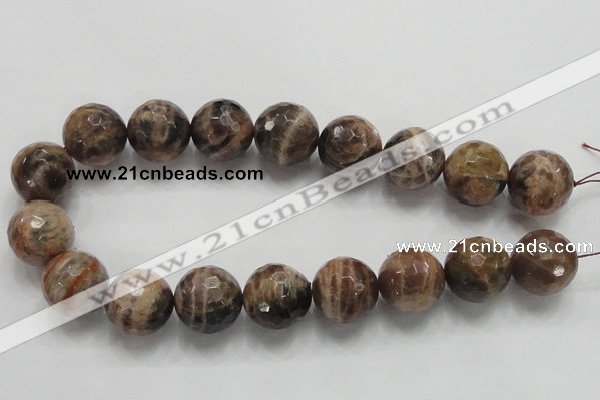 CSS103 15.5 inches 22mm faceted round natural sunstone beads wholesale