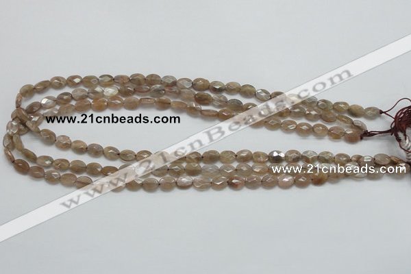 CSS105 15.5 inches 6*8mm faceted oval natural sunstone beads wholesale