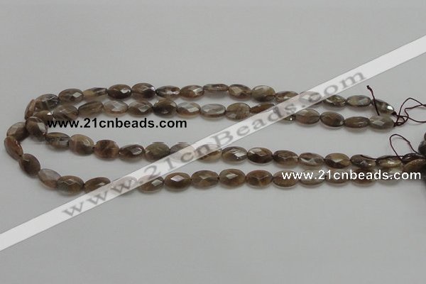 CSS106 15.5 inches 8*12mm faceted oval natural sunstone beads wholesale