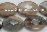 CSS108 15.5 inches 18*25mm faceted oval natural sunstone beads wholesale