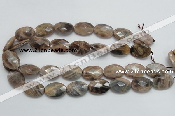 CSS108 15.5 inches 18*25mm faceted oval natural sunstone beads wholesale