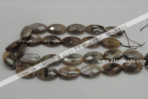 CSS109 15.5 inches 20*30mm faceted oval natural sunstone beads wholesale