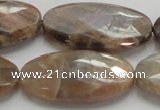 CSS110 15.5 inches 20*40mm faceted oval natural sunstone beads wholesale