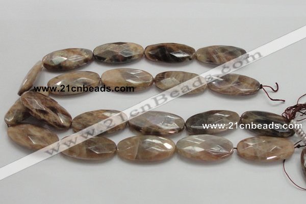 CSS110 15.5 inches 20*40mm faceted oval natural sunstone beads wholesale