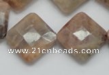 CSS112 15.5 inches 20*20mm faceted diamond natural sunstone beads