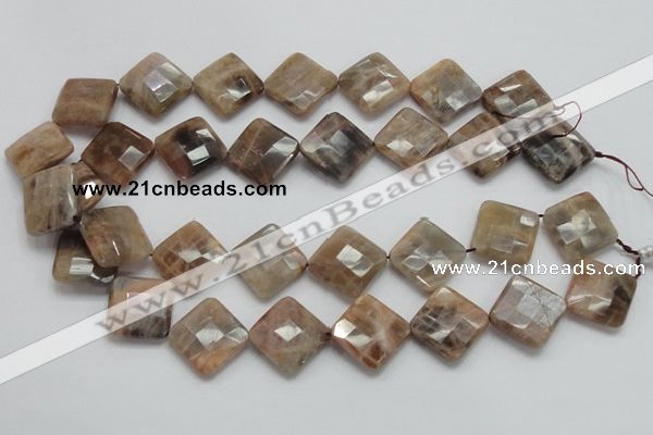 CSS112 15.5 inches 20*20mm faceted diamond natural sunstone beads