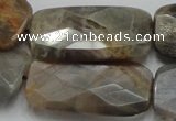 CSS116 15.5 inches 20*40mm faceted rectangle natural sunstone beads