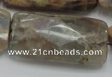 CSS117 15.5 inches 25*50mm faceted rectangle natural sunstone beads