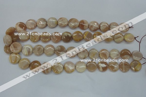 CSS228 15.5 inches 16mm flat round natural sunstone beads