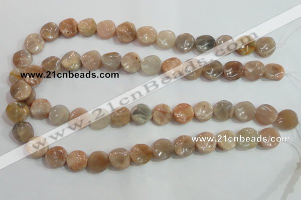 CSS255 15.5 inches 14mm twisted coin natural sunstone beads