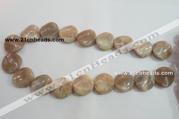 CSS256 15.5 inches 20mm twisted coin natural sunstone beads