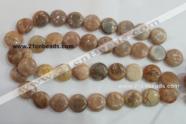 CSS260 15.5 inches 20mm flat round natural sunstone beads