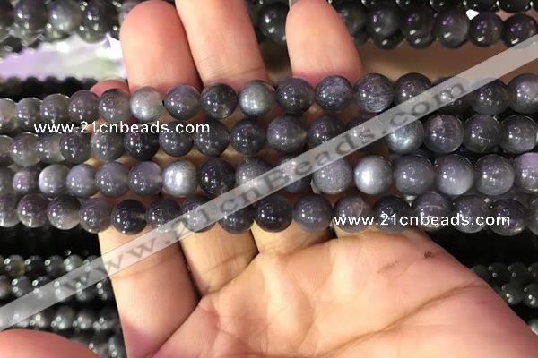 CSS316 15.5 inches 8mm round black sunstone gemstone beads