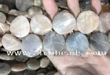 CSS441 15.5 inches 30mm twisted coin sunstone beads wholesale