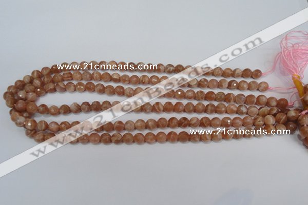 CSS502 15.5 inches 7mm faceted round natural golden sunstone beads