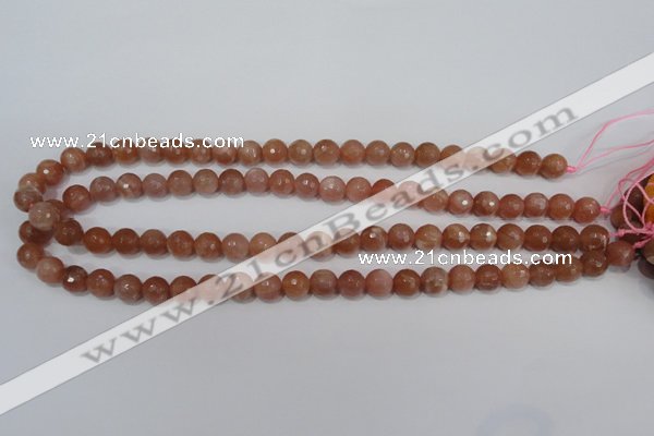 CSS504 15.5 inches 9mm faceted round natural golden sunstone beads