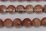 CSS506 15.5 inches 11mm faceted round natural golden sunstone beads