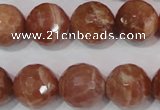 CSS509 15.5 inches 16mm faceted round natural golden sunstone beads