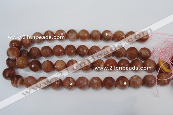 CSS509 15.5 inches 16mm faceted round natural golden sunstone beads