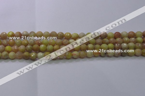 CSS611 15.5 inches 6mm faceted round yellow sunstone gemstone beads