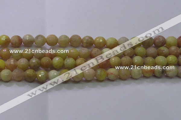 CSS613 15.5 inches 10mm faceted round yellow sunstone gemstone beads