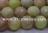 CSS614 15.5 inches 12mm faceted round yellow sunstone gemstone beads