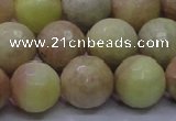 CSS615 15.5 inches 14mm faceted round yellow sunstone gemstone beads