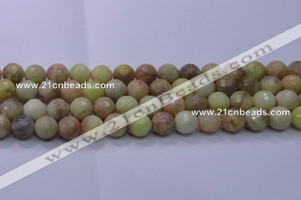 CSS615 15.5 inches 14mm faceted round yellow sunstone gemstone beads