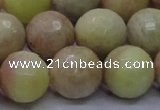 CSS616 15.5 inches 16mm faceted round yellow sunstone gemstone beads