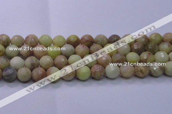 CSS618 15.5 inches 20mm faceted round yellow sunstone gemstone beads