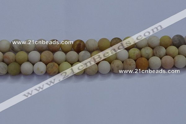 CSS624 15.5 inches 12mm round matte yellow sunstone gemstone beads