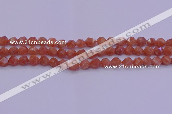 CSS682 15.5 inches 8mm faceted nuggets natural sunstone beads