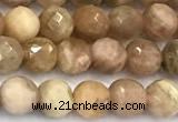 CSS820 15 inches 6mm faceted round sunstone beads