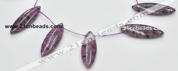 CSU25 AB grade 20*60mm flat rice dyed natural sugilite beads