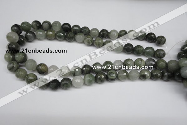 CSW15 15.5 inches 12mm faceted round seaweed quartz beads wholesale