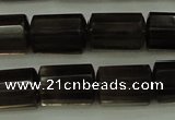 CTB100 15.5 inches 8*12mm faceted tube smoky quartz beads