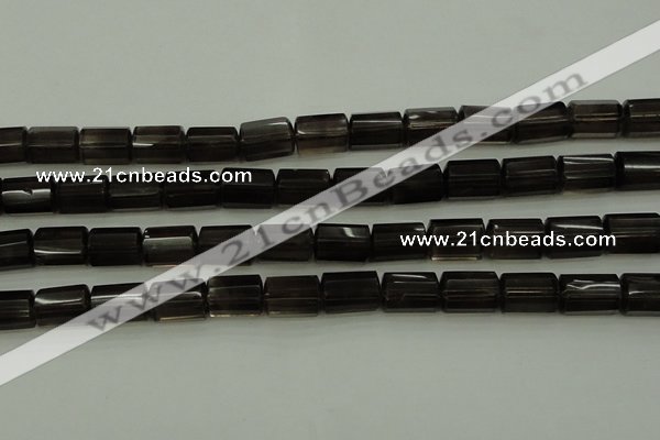 CTB100 15.5 inches 8*12mm faceted tube smoky quartz beads