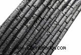 CTB1066 15 inches 4*13mm tube black lava beads wholesale