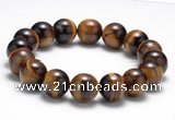 CTB12 8 inches 12mm round yellow tiger eye stretch bracelet