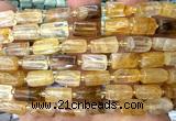 CTB1263 15 inches 6*10mm - 8*12mm faceted tube yellow quartz beads