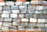CTB1267 15 inches 6*10mm - 8*12mm faceted tube aquamarine beads