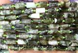 CTB1286 15 inches 6*10mm - 8*12mm faceted tube green gemstone beads
