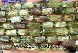 CTB1288 15 inches 6*10mm - 8*12mm faceted tube green garnet beads